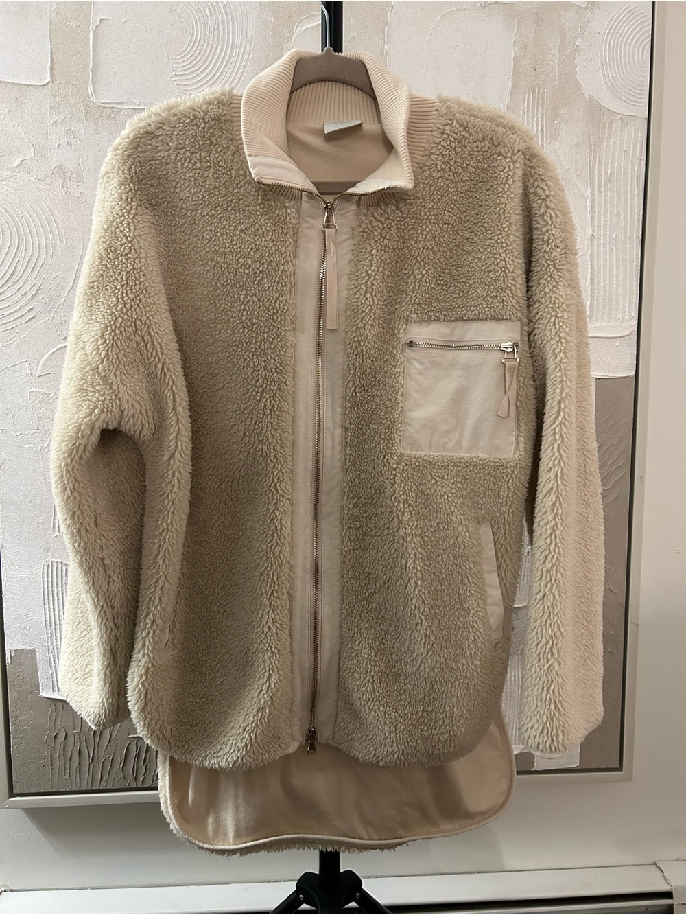 Varley Cream Sherpa Zip Jacket